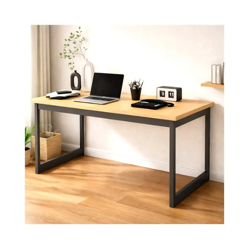 Mesa Escritório Industrial 150x60 Estrutura Ferro Reforçado Home Office Marrom-claro