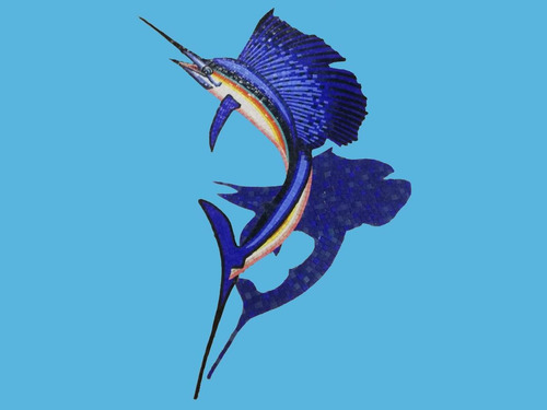 Imagen 2 de 6 de Mosaico Figura Pez Vela N.m. De 1.80 Con Sombra Para Alberca