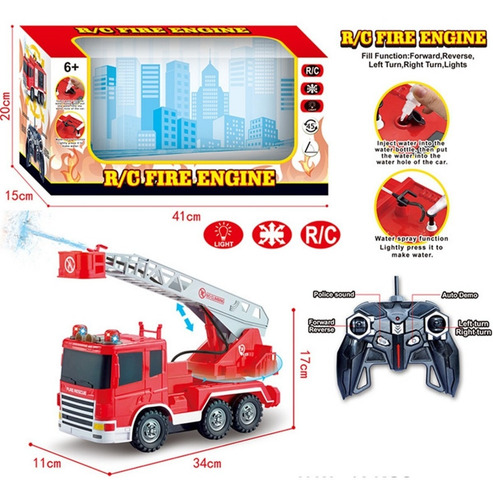 Imagen 2 de 4 de Camion De Bombero R/c 6 Canales, Luces Sonidos Y Lanza Agua