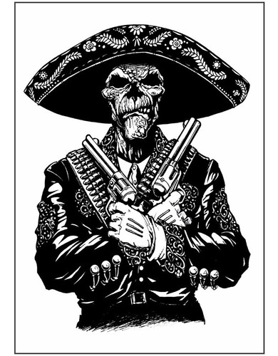 Poster 60x84cm Decore Bar Mexicano Caveira Mariachi Sombrero