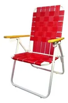 Comprar Reposera silla caño Descansar 20002 5 posiciones cintas plasticas color rojo