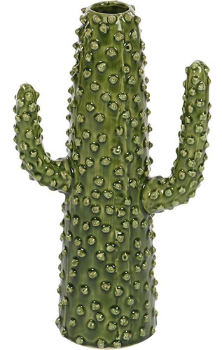 Deco 79 Jarrón De Cactus De Cerámica, 7  X 5  X 13 , Verde