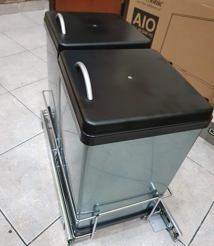 Cubo Cesto Doble Para Residuos Fark Acero Inox. 2x12lts