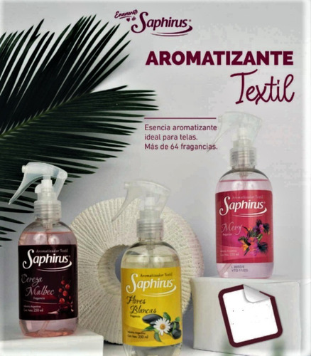Imagen 3 de 6 de Saphirus Aromatizador Textil 250ml -vs Fragancias -pack X 6u