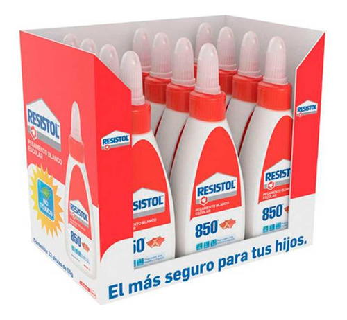 Caja Con 12 Resistol Pegamento Blanco 850 Escolar