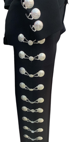 Traje Para Dama De Charro Con Botonadura Azteca Negro Mariac Negro Ch, M, G, Xl
