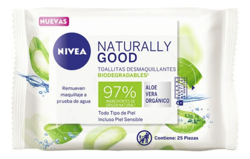 Toallitas Desmaquillantes Nivea Naturally Good Aloe 25un 97%