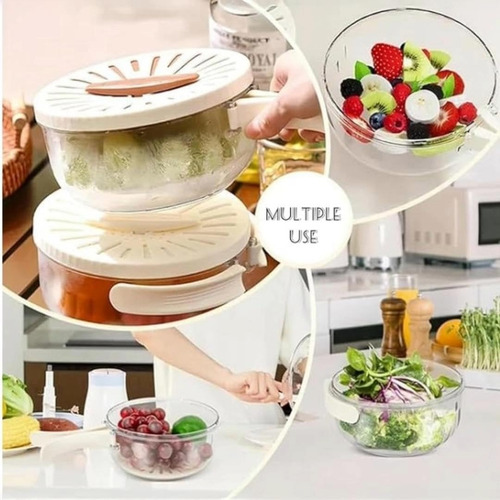Recipiente Para Lavagem De Frutas E Vegetais Com Tampa,