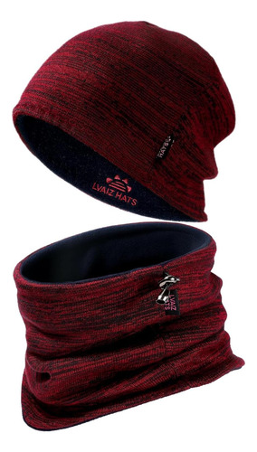 Conjunto Gorro Y Bufanda Infinita Lvaiz Unisex Rojo Azul