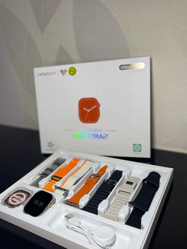 Smart Watch Ultra Con 7 Correas Y Protector Blanco Mesh Negro Dorado