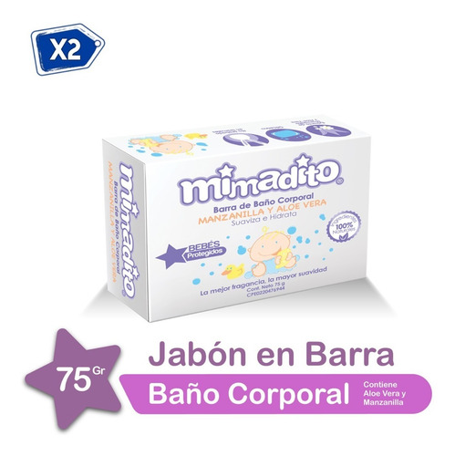 Jabón En Barra De Baño Corporal 75 Gr Mimadito 