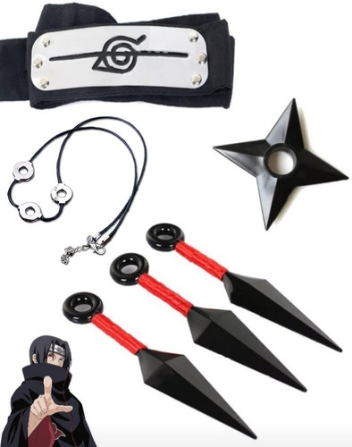 Itachi Bandana + 3 Kunais + Shuriken + Collar, Naruto