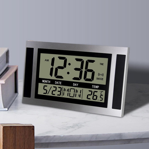 Reloj Oficina Digital For El C Plata Negro C Plata Negro