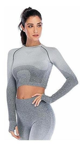 Aerobics Fitness Snailify Ombre Crop Top Camiseta