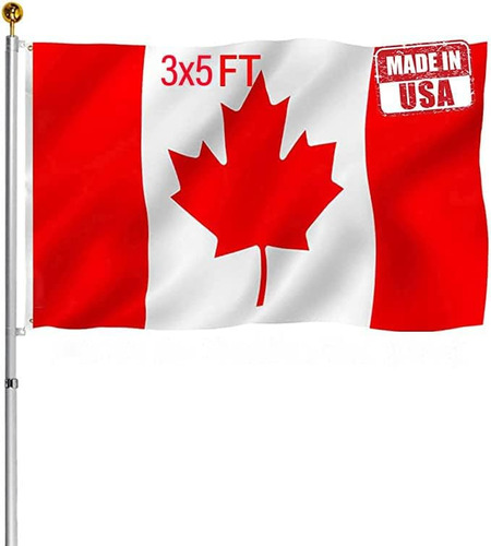 Bandera De Canadá De Doble Cara Bordada Hypoth, 3 X 5 Pies P