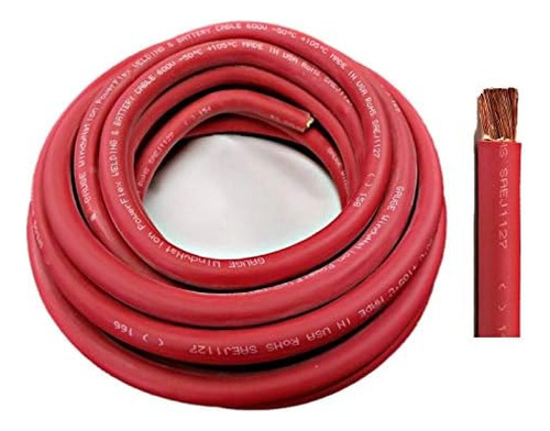 Wni 8 Gauge 20 Feet Red 8 Awg Ultra Flexible Welding Ba...