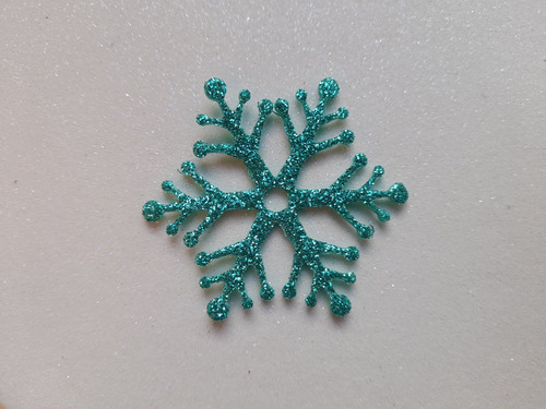Copos De Nieve Frozen - Goma Eva Glitter (40 U Total) Verde Esmeralda Copos De Nieve Frozen 4.6 Cm.