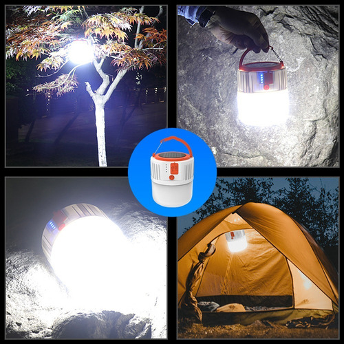 Foco Lampara Recargable Solar Con Panel Usb Para Recarga Cel Color de la luz Blanco frío