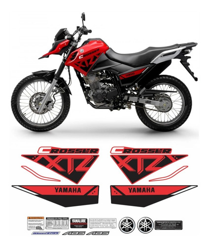 Kit Adesivos Faixa Yamaha Xtz Crosser 150 2022 Vermelha Cr23
