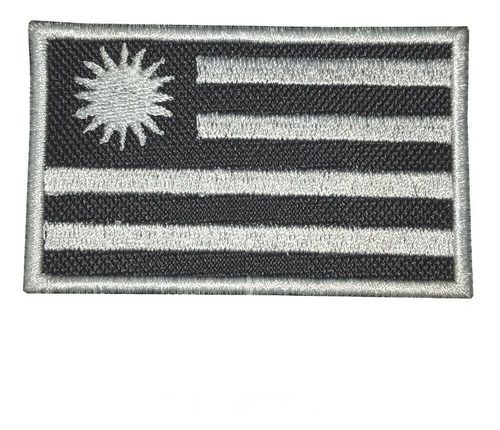 Parche Insignia Bordada Bandera Uruguay Negra Velcro 8x5 Cm