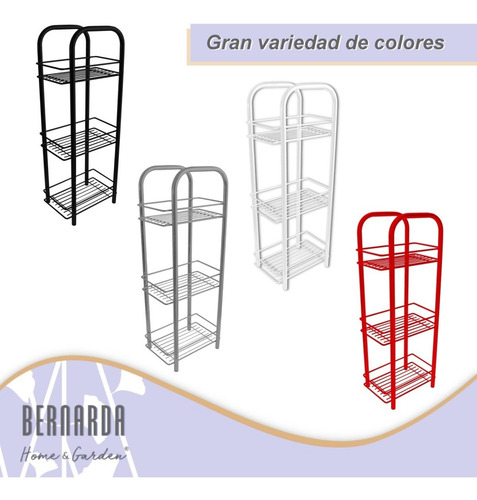 Imagen 6 de 9 de Organizador De Baño 3 Estantes Color Blanco/negro/rojo
