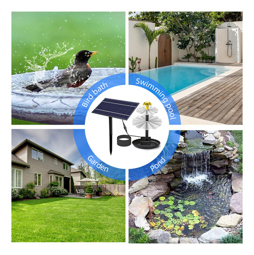 Bomba De Fuente Solar De 4 W Para Baño De Pájaros Con 9 Boqu