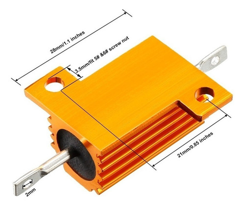 Caja De Aluminio Resistencia Bobinada Oro, 25 W, 8 Ohm, 5%,