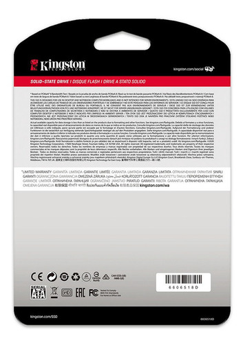 Imagen 2 de 6 de Disco Duro Solido Ssd Sata Interno Pc Laptop Kingston 240gb