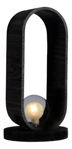 Abajur Luminária De Mesa Madeira Oval 38cm Slim - Lâmpada G9