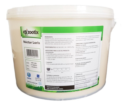 Imagen 4 de 6 de Alimento Para Aves Nectar Loris Arcoiris Exzootix 3 Kg