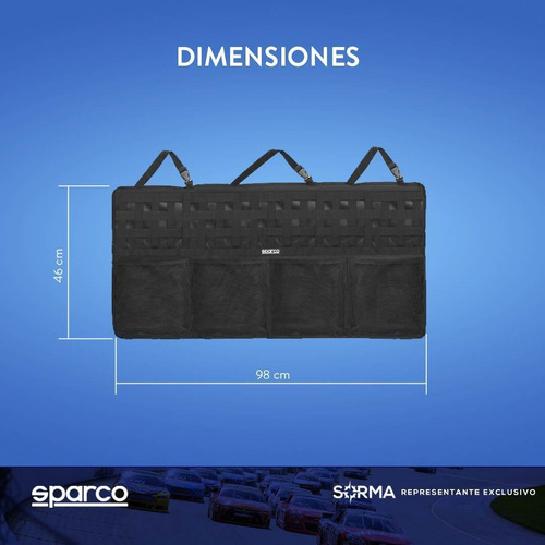 Imagen 6 de 10 de Organizador De Baúl Para Auto Camioneta Sparco 5 Bolsillos