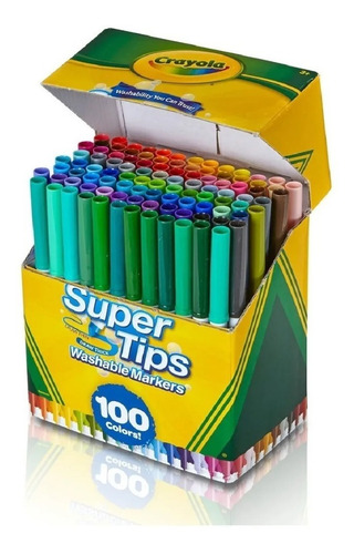 Crayola Supertips Plumones 100 Colores Lavables