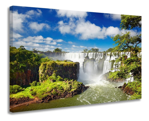 Quadro Tela Decorativo Para Sala Quarto Cataratas Do Iguaçu Cor Preto Cor da armação Borda Infinita
