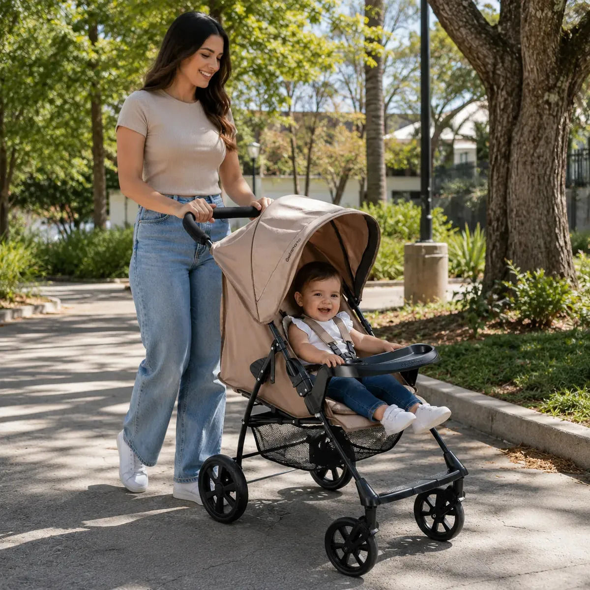 Carrinho de Bebe para Passeio Galzerano Romano G22 Toffee Carrinho de Bebe Passeio Berço Moises