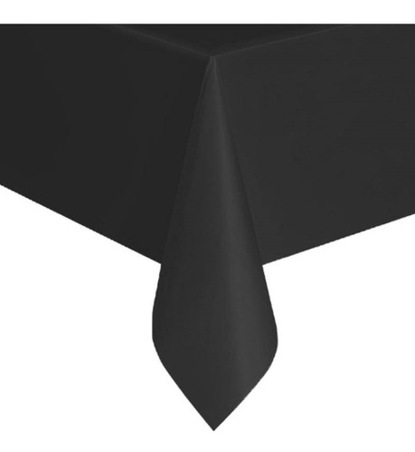 Imagen 3 de 3 de Set Faldón + Mantel Negro Para Mesa Desechable Las Condes