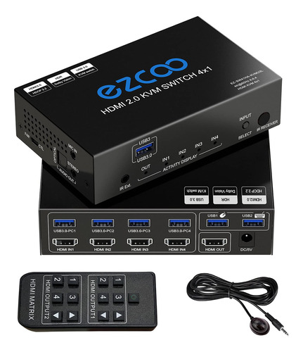 Usb 3.0 Kvm Switch Hdmi 4k 60hz 4 Port Spdif Extractor