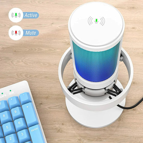 Micrófono Fifine Ampligame A8 Rgb Usb Cardioide - White