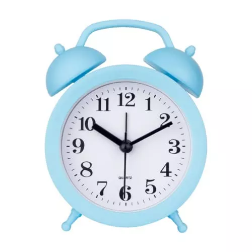 Lindo reloj despertador de punto azul y blanco