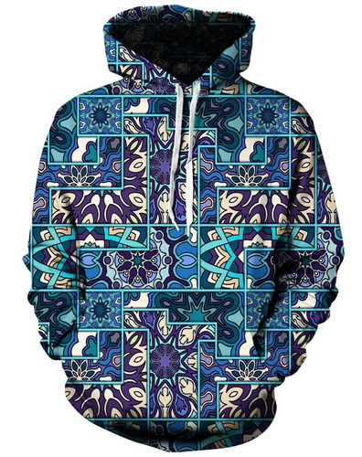 Mandala Roto 3d Impreso Unisex Manga Larga Sudadera Con Capu