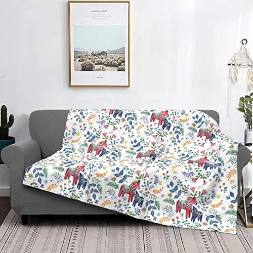 Frazada Con Diseño De Caballos Y Flores