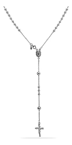 Lecalla Joyería De Plata De Ley 925 Rosario Italiano Cruz Y