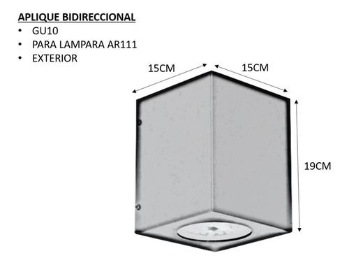 Imagen 3 de 8 de Aplique Pared Bidireccional Ar111 Apto Led Exterior Ap-211