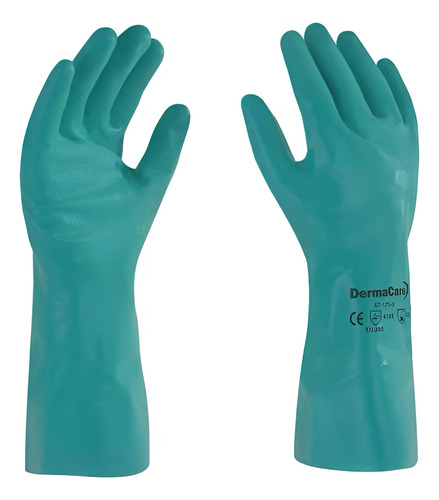 Guante De Nitrilo Verde Derma Care 10 Pares P/ Quimicos