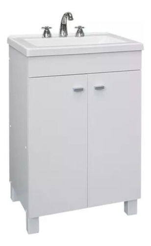 Mueble Baño 52 Cm, 2 Puertas, Bco, Mesada De Poliur. 18% Off