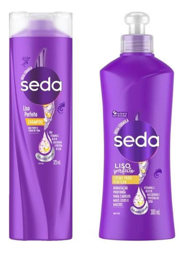  Kit Shampoo Seda 325ml+creme Pentear 300ml Liso Perfeito