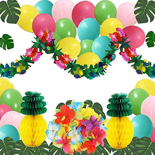 Decoraciones Para Fiestas Luau Hawaianas 82 Piezas, Globos D