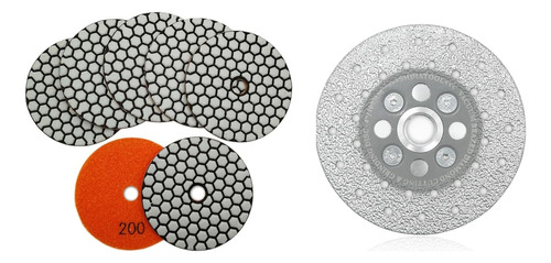 7pcs 4 Inch Dry Diamond Polishing Pads Grit 200 For Granite 