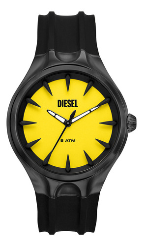 Reloj Hombre Diesel Dz2201 Streamline Correa Negro Bisel Negro Fondo Amarillo