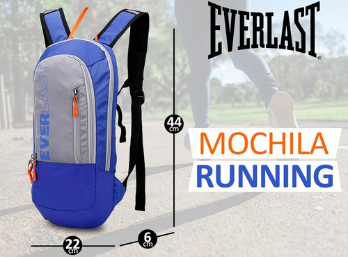 Imagen 2 de 10 de Mochila Everlast Running Con Salida Hidratacion Acolchada