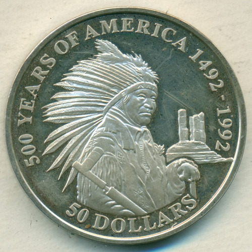 Islas Cook Moneda De Plata 925 31.1gr 50 Dólares 1991 Indio